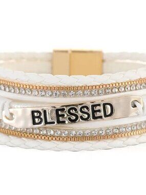 Blessed Multi-Layer Leather Bracelet - White